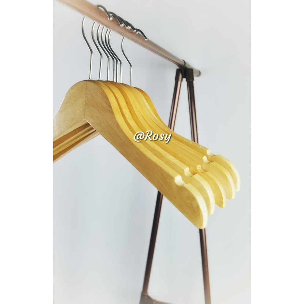 Gantungan hanger baju kayu dewasa anak Hanger Kayu Palang (Wood) warna Natural / Gantungan Baju