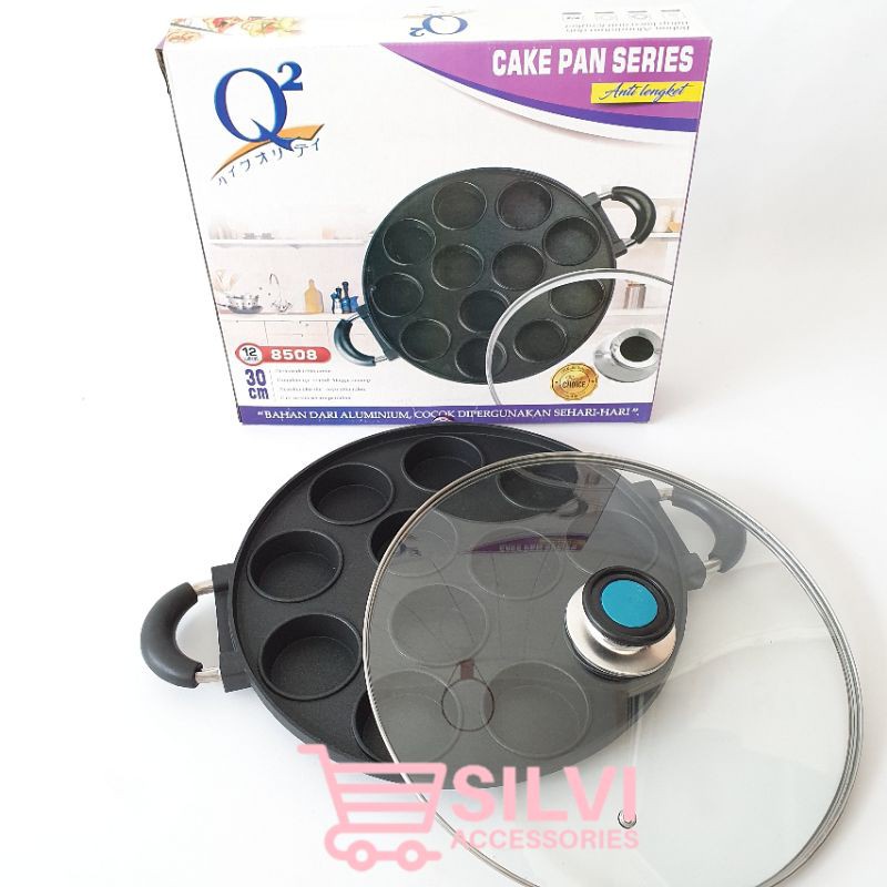 Cetakan Kue Apem 8 Lubang Merek Q2 8508 Cetakan Martabak Mini Kue Lumpur 12 Lubang
