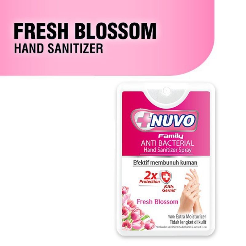 NUVO HAND SANITIZER SPRAY  FRESH BLOSSOM MERAH KOTAK 18ML