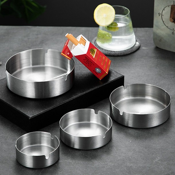 HOVELSHOP Asbak Rokok Stainless Mangkuk Bulat Tempat Sampah Elegant Ashtray