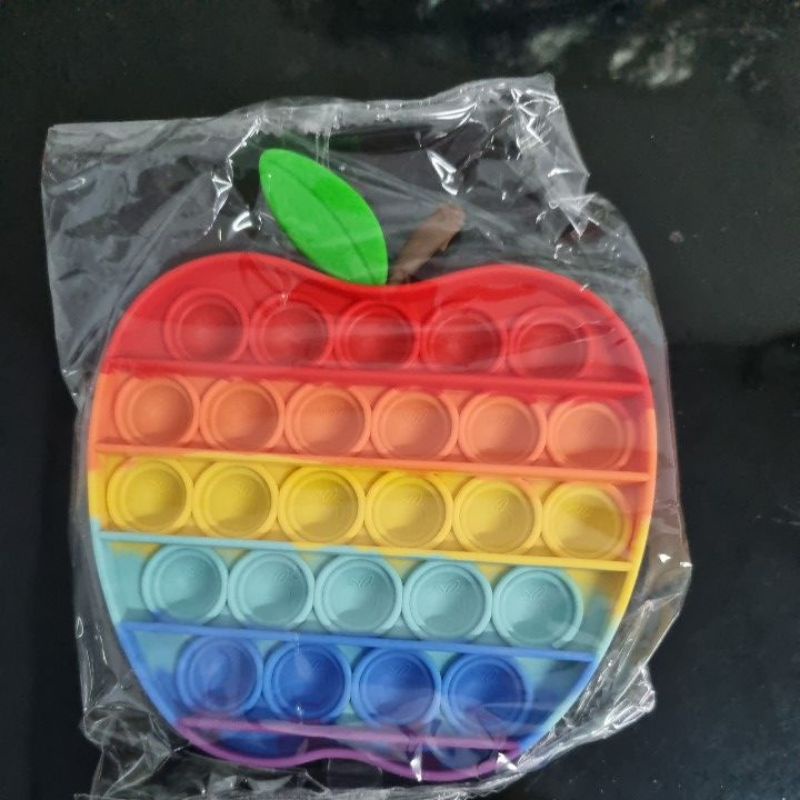 POP IT FIDGET TOY / POP IT PREMIUM ADA EMBOSSNYA / POP IT MURAH / POP IT FIDGET TOYS-Apel rainbow