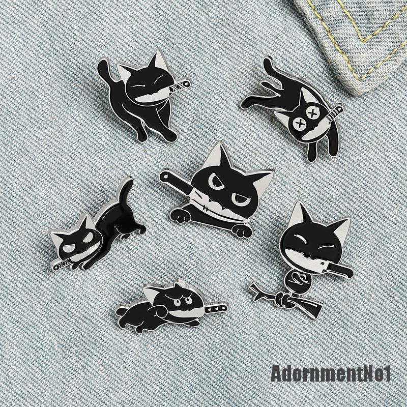 (Adornmentno1) Bros Pin Enamel Desain Kartun Kucing Hitam