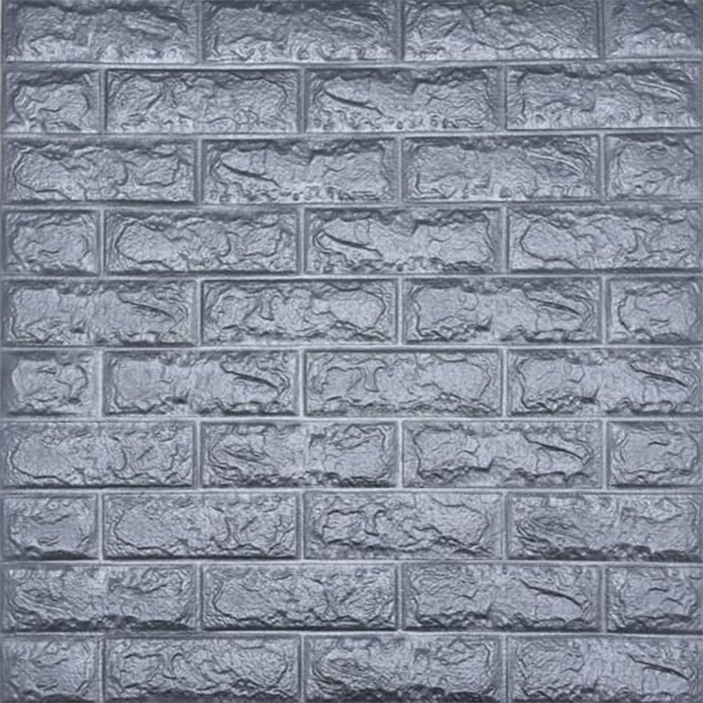 Sticker wallpaper dinding 3d foam Motif Batik Model rumah konsep industrial minimalis modern-BATA SILVER