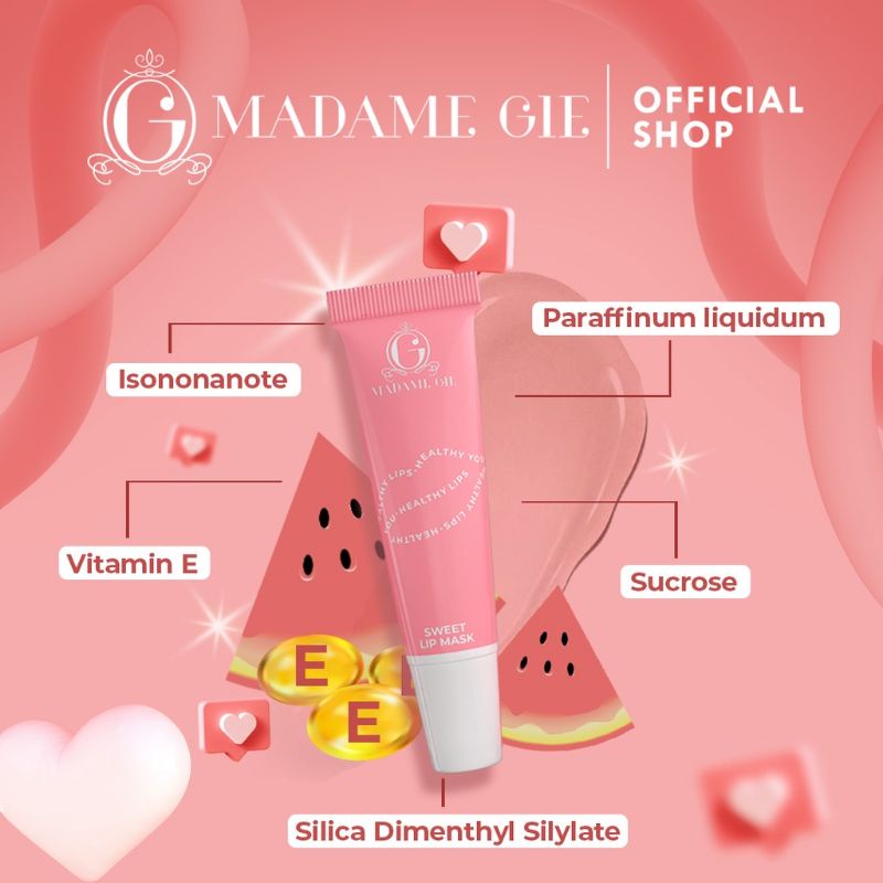 Madame gie Sweet Lip Mask|Masker Scrub Pencerah bibir Original