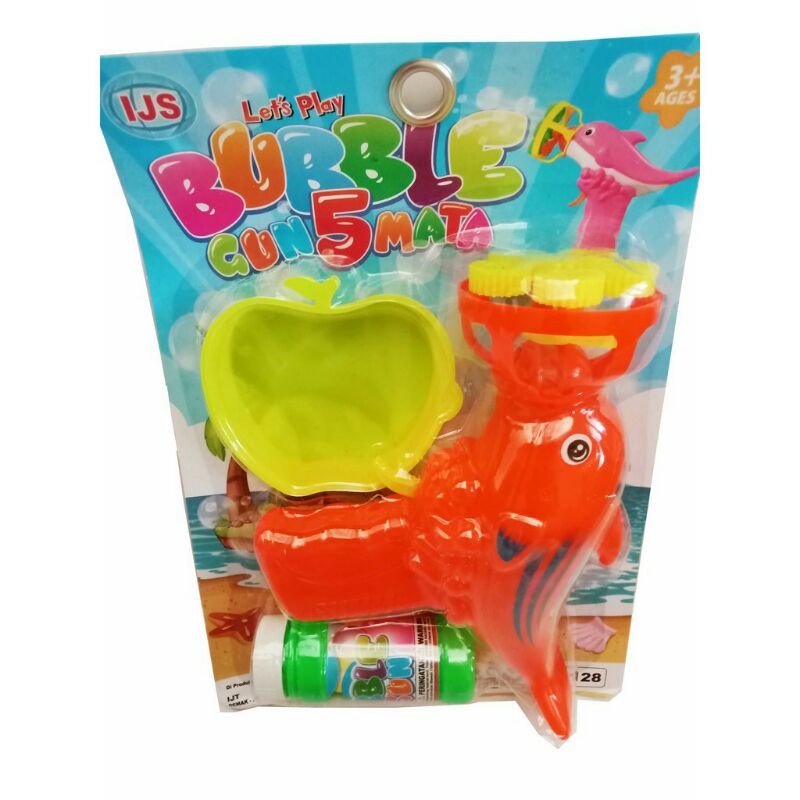 Mainan Bubble Gun 5 Mata Shot // Pistol Gelembung Balon Sabun Gelembung