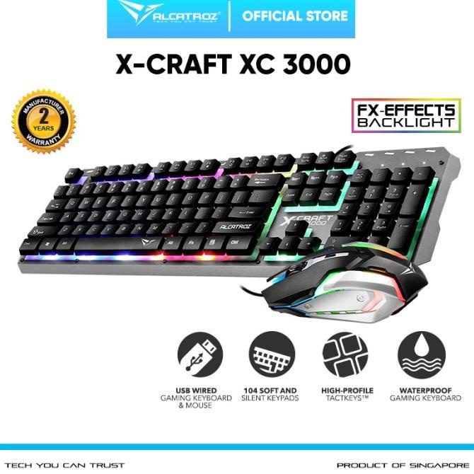Keyboard & Mouse Gaming Alcatroz X-Craft XC 3000 Spill Proof RGB
