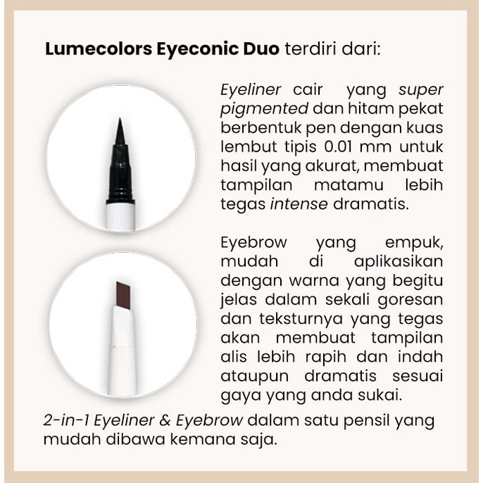 (Free Emas) Lumecolors Eyeconic Duo Liner and brow 2 in 1 with Brush - ASPHALT GREY