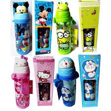 Botol minum kepala karakter Doraemon Hello Kitty Keropi Mickey Mouse BPA FREE