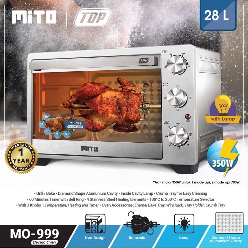 MITO ELECTRIC OVEN MO-999 / MITO OVEN LISTRIK 28 LITER - ORIGINAL
