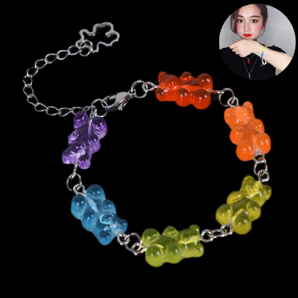 (AdornmentNo1) Gelang Tangan Handmade Motif Kartun Beruang Bahan Stainless Steel Untuk Wanita