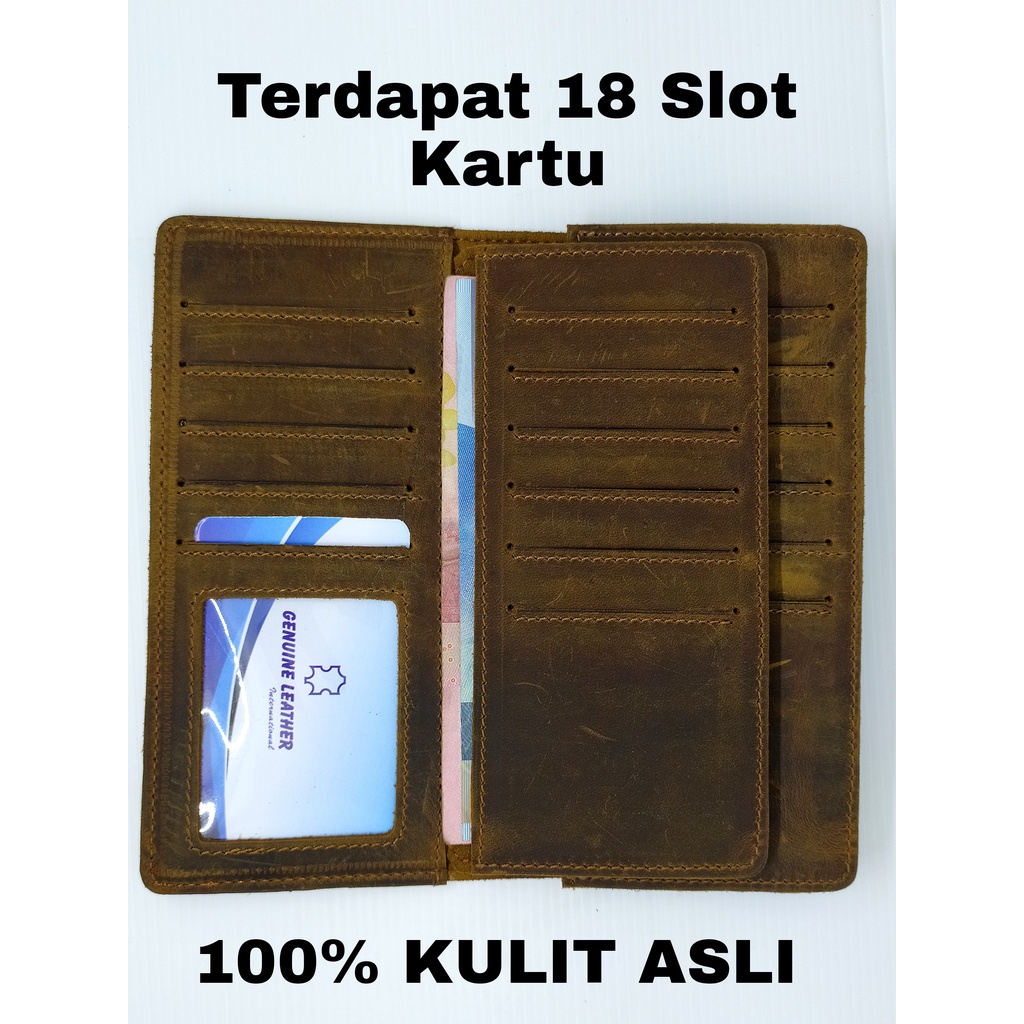 Dompet Kulit Crazy Horse Asli - Dompet Full Kulit Asli Panjang Pria - Dompet Kulit Classic Leather - Dompet Kartu Pria Kulit Asli