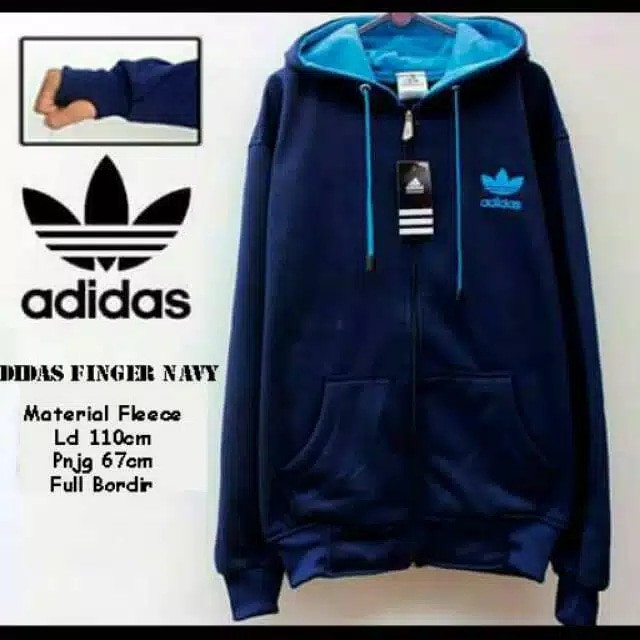 JAKET ADIDAS FINGER NAVY UNISEX - JAKET HOODIE ADIDAS PRIA WANITA - JAKET DISTRO TERMURAH