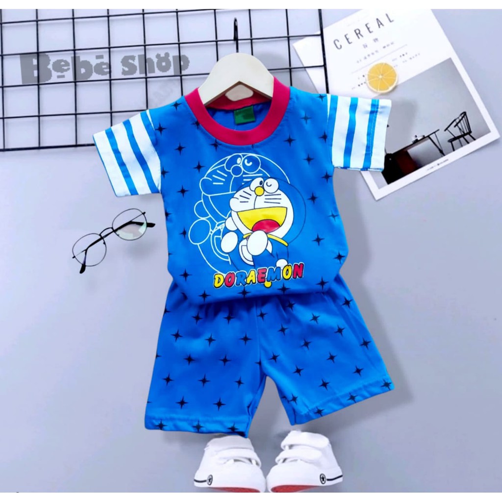 Setelan Baju  anak Karakter  Doraemon Bintang Usia 0-10 Tahun