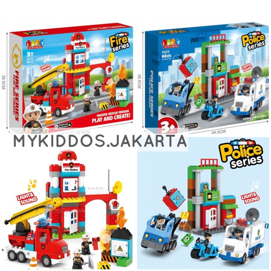 JDLT Mainan Blocks Fire Series 85 pcs - Police Series 63 pcs [Original