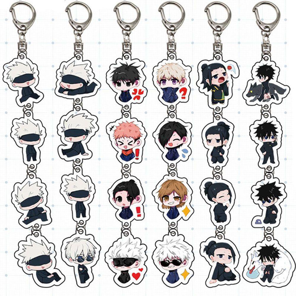 LANFY Gifts Jujutsu Kaisen Keychain Acrylic Key Ring Animation Peripheral Pendant Jujutsu Kaisen Cartoon Gojo Satoru Japanese Anime Hot Blood Anime Figurine Model