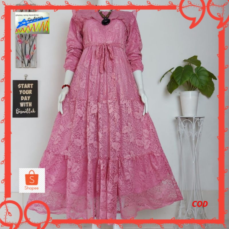 GAMIS BURKAT JUMBO LAYLA PRINCESS TERBARU MOTIF MEWAH/GAMIS BRUKAT PESTA/COD