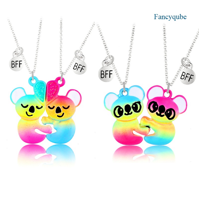 Fancyqube 2pcs / Set Kalung Choker Hias Liontin Beruang Madu Untuk Pasangan