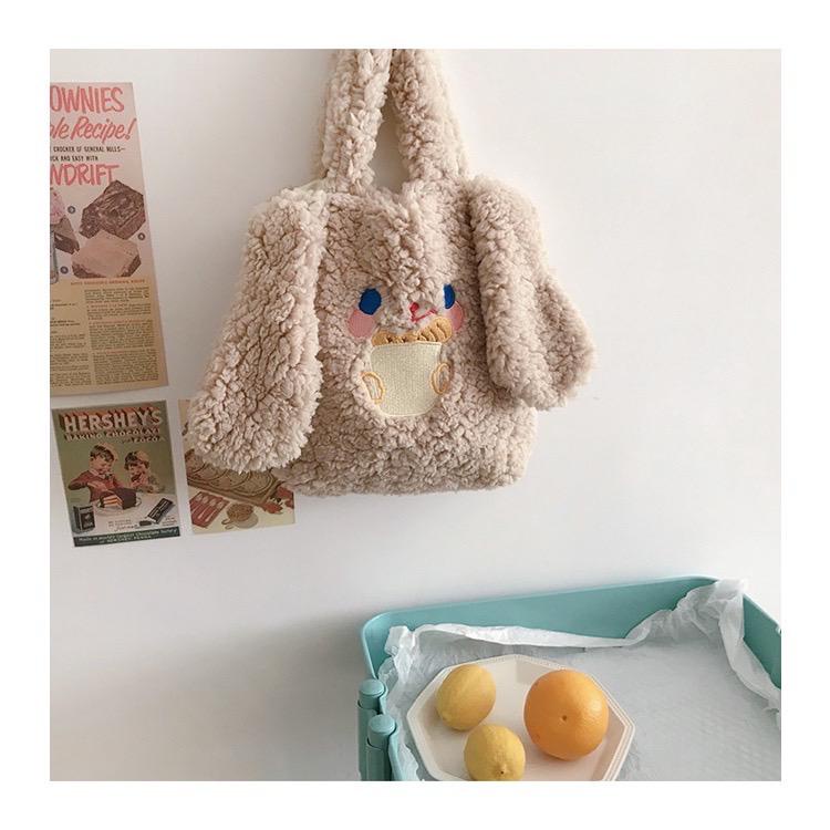 Tas Ransel Bulu Halus Wanita BESTIE RABBIT Tas Lucu Bulu Lembut Tas Perempuan Baby Bunny Beauty Bisa COD-Brown Bunny