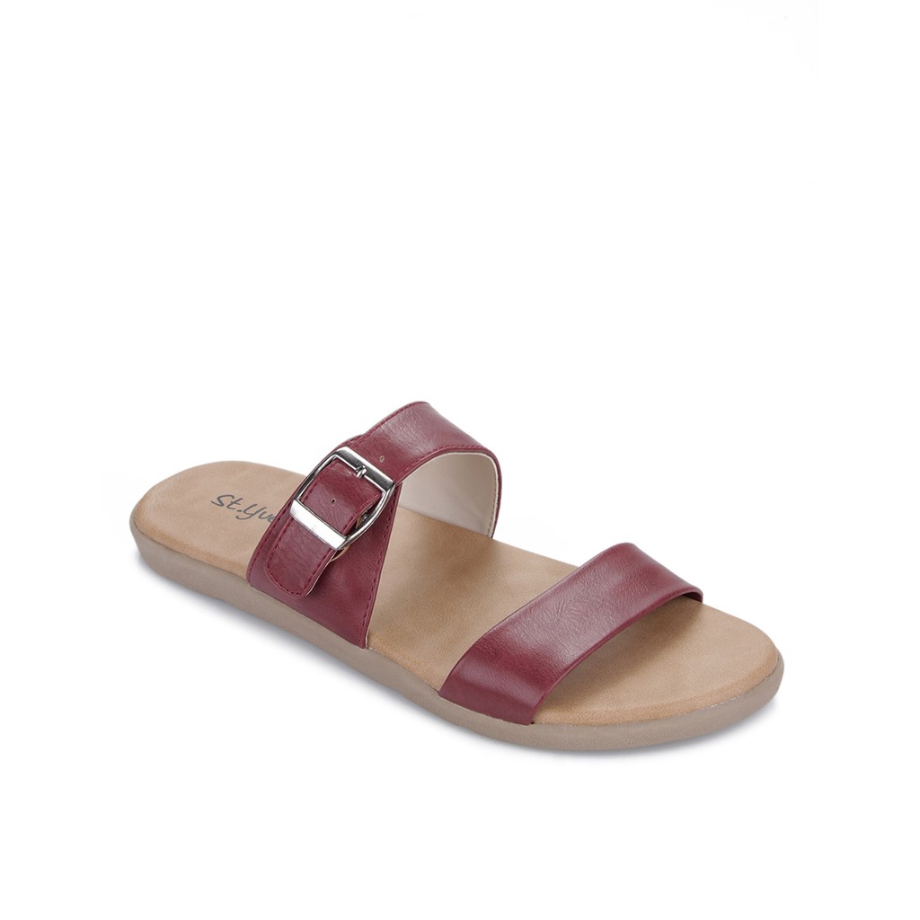 St.Yves Double Strap Buckle Flat Sandal Wanita