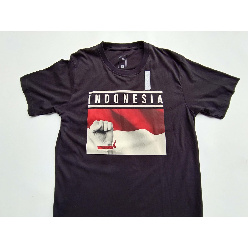 Kaos Pria T-Zone Casual Wear Lengan Pendek Indonesia Hitam All Size