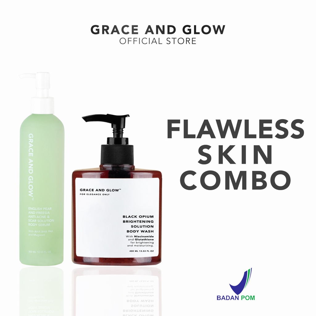 Grace and Glow Black Opium Body Wash + English Pear and Freesia Anti Acne &amp; Scar Body Serum