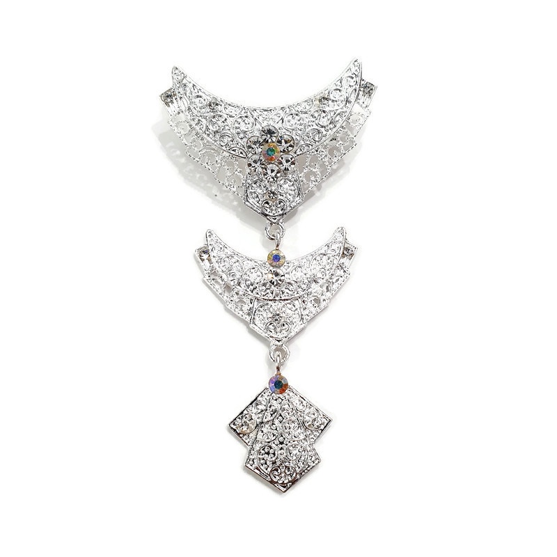 Bros Kebaya 3 Susun Terbaru Ukuran Kecil/Bros Pesta Mini/Bros Kutubaru Etnik/Bros Hijab Juntai-Putih