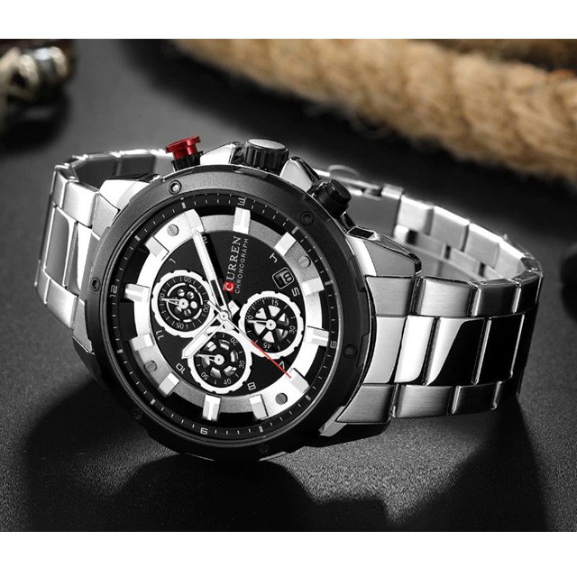 CURREN 8323 Jam Tangan Pria Analog Stainless Steel Chronograph Aktif WATCHKITE WKOS