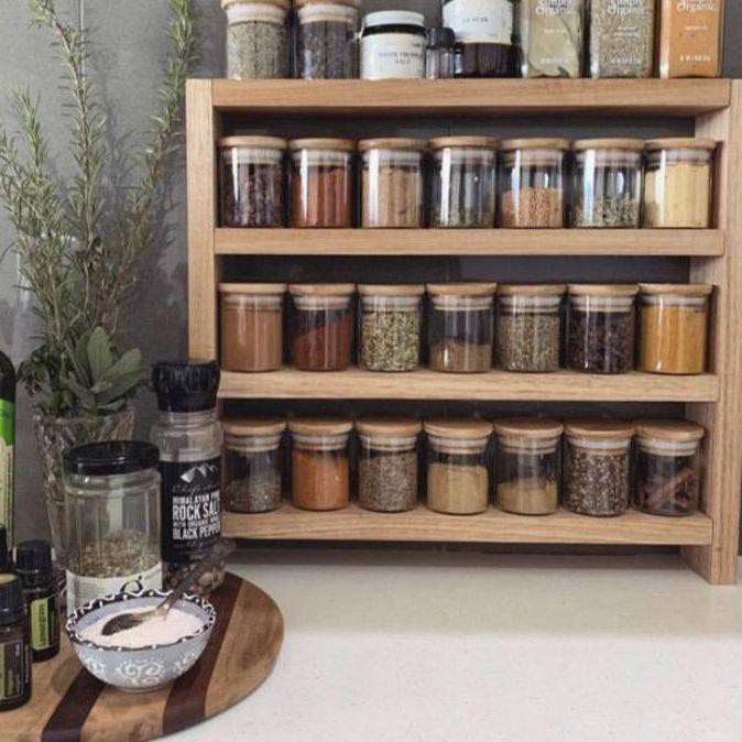 Diskon Rak Kayu Serbaguna Tempat Bumbu Susun Botol Rak Toples Mini Rak Kayu Jati <<