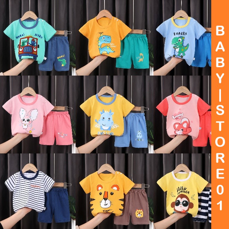 BABY STORE01 - BBA2 SETELAN ANAK 0- 3 TAHUN BAJU SETELAN ANAK PIYAMA TIDUR PENDEK JUMPER ANAK BAYI