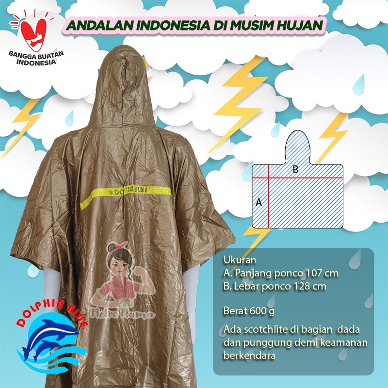 Jas Hujan Poncho BIG TOP Golden DOLPHIN BLUE 696 Premium Quality