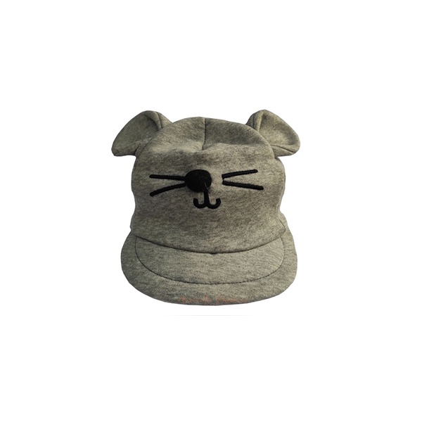 Topi Baseball Bayi Laki Laki Perempuan 0 - 12 Bulan 6 Bulan Baru Lahir Topi Anak Bayi Karakter Kucing Lucu Murah Topi Bayi Cowok Cewek-Abu Muda
