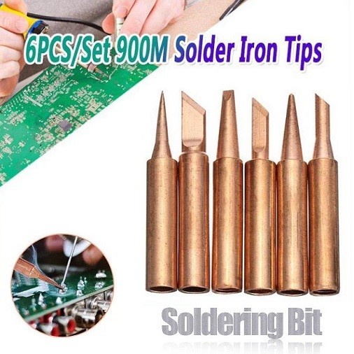 6 Pcs Mata Solder/Solder Ujung TIP Station Soldering Iron Lead-Free Hakko 900M-T-K Bahan Lapis Temba