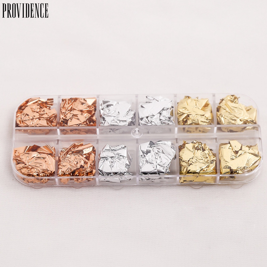 Kertas Foil 12 Grids / Box Multifungsi Anti Pudar Warna Emas Untuk Manicure Nail Art Wanita