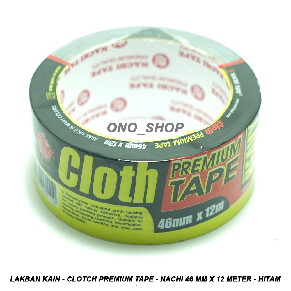 Lakban Kain - Clotch Premium Tape - Nachi Tape 46mm x 12 meter - Hitam