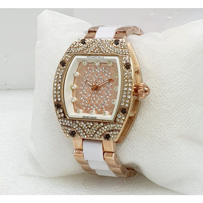 Special Edition  Jam Tangan R.Mille Diamond Wanita Terbaru Rantai Combi Mika