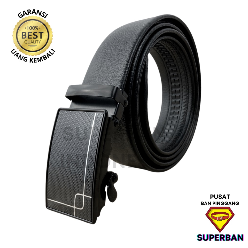 SABUK GESPER PRIA MODERN KERJA ANTI ROBEK AWET BAN MODEL KEPALA REL KULIT  FORMAL CASUAL BK-G0005 - SUPERBAN