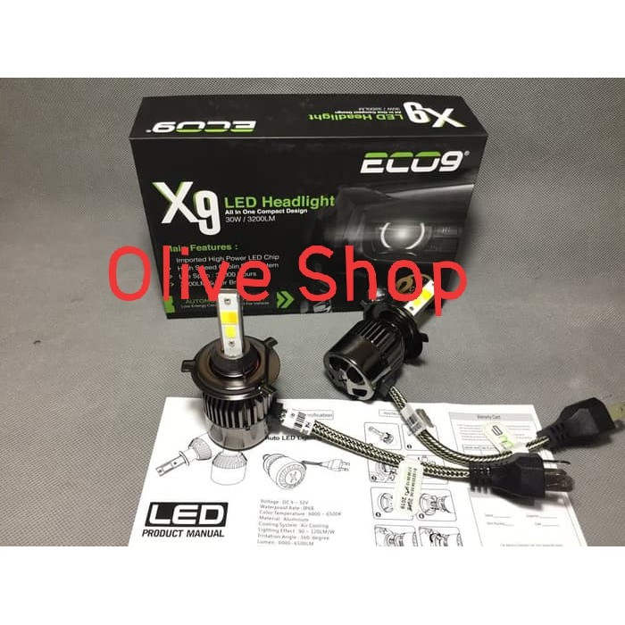LAMPU LED H4 MOBIL X9 ECO9 3WARNA Hi/LOW