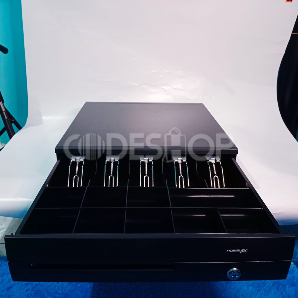 Cashdrawer Posiflex CR4100g2 Laci Uang Kasir Bahan Besi 5 Slot Uang Kertas 8 Slot Uang Koin RJ-11