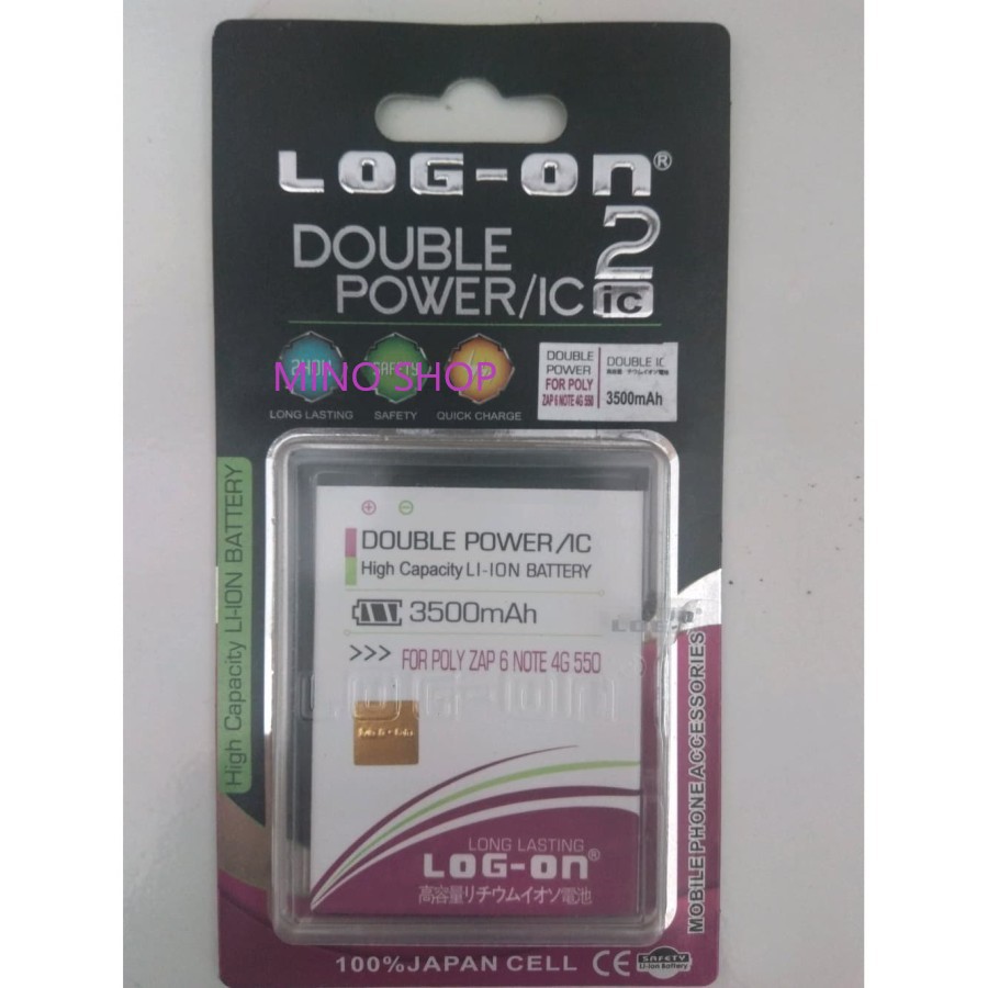BATERAI POLYTRON ZAP 6 NOTE 4G 550 - PL-8AA6 - LOG ON DOUBLE POWER BATRE