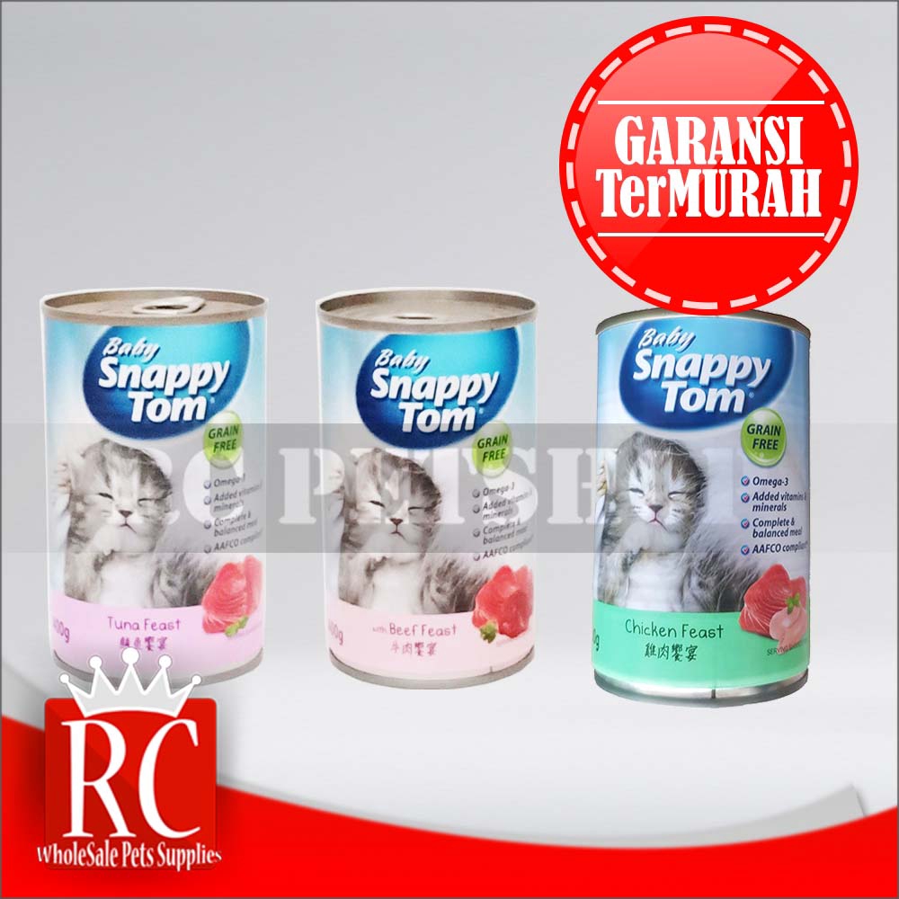 Makanan Kucing Anak Kucing Snappy Tom Baby Kitten Kaleng 400 gram