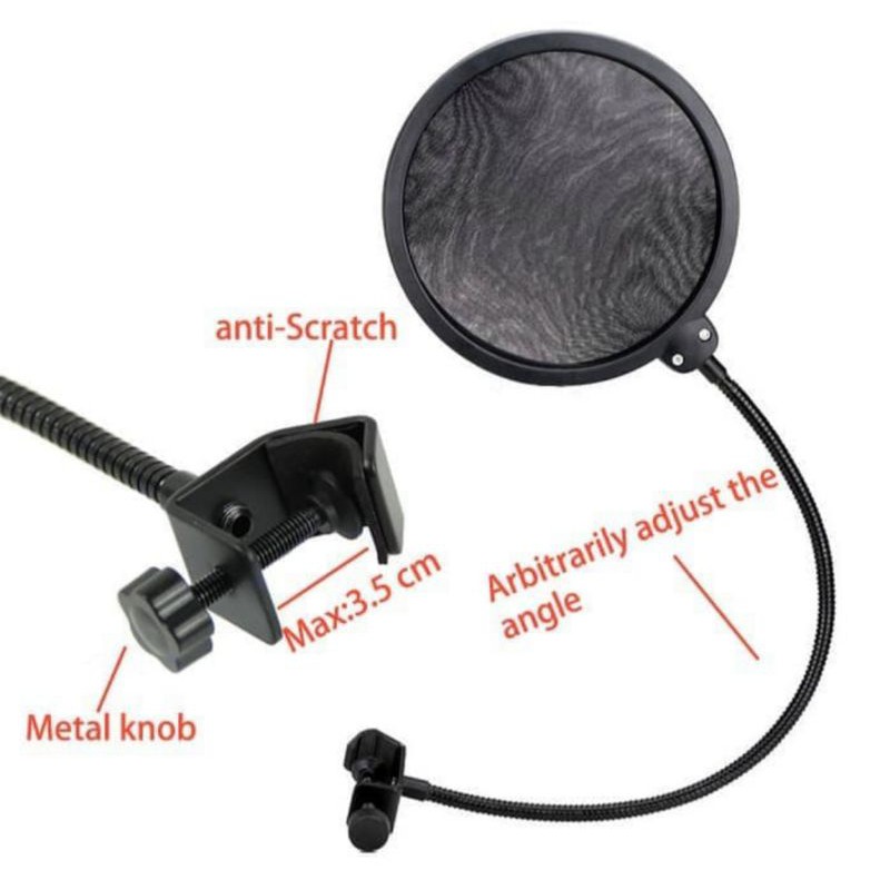 POP FILTER MIC DUAL LAYER WINDSCREEN DUAL LAYER  MICROPHONE MIKROFON