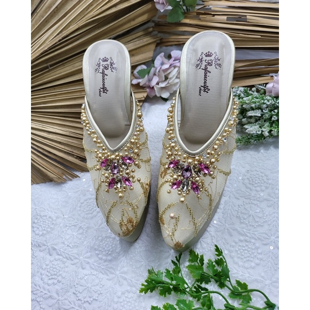 sepatu wedding asiyfa gold tinggi 12cm