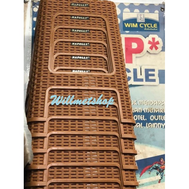 ♡ Kursi Napolly Kursi Rotan Napoly Kursi Plastik Kursi Baso COKLAT JATI ➵