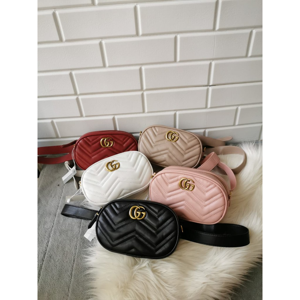 TAS PINGGANG Gucci Belt bags Marmont Suede