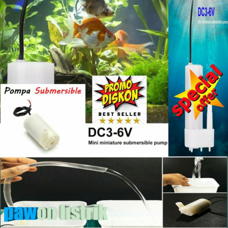 pompa air mini submeraial dc 3-5 volt aquraium dan lain2