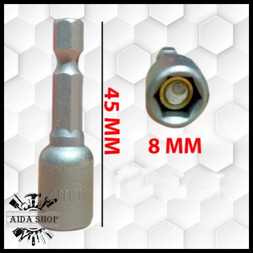 Mata Bor Adaptor Sock Mata Bor 8 x 45 mm Adapter Sambungan Kunci Konverter Shock Alat Penyambung Obe