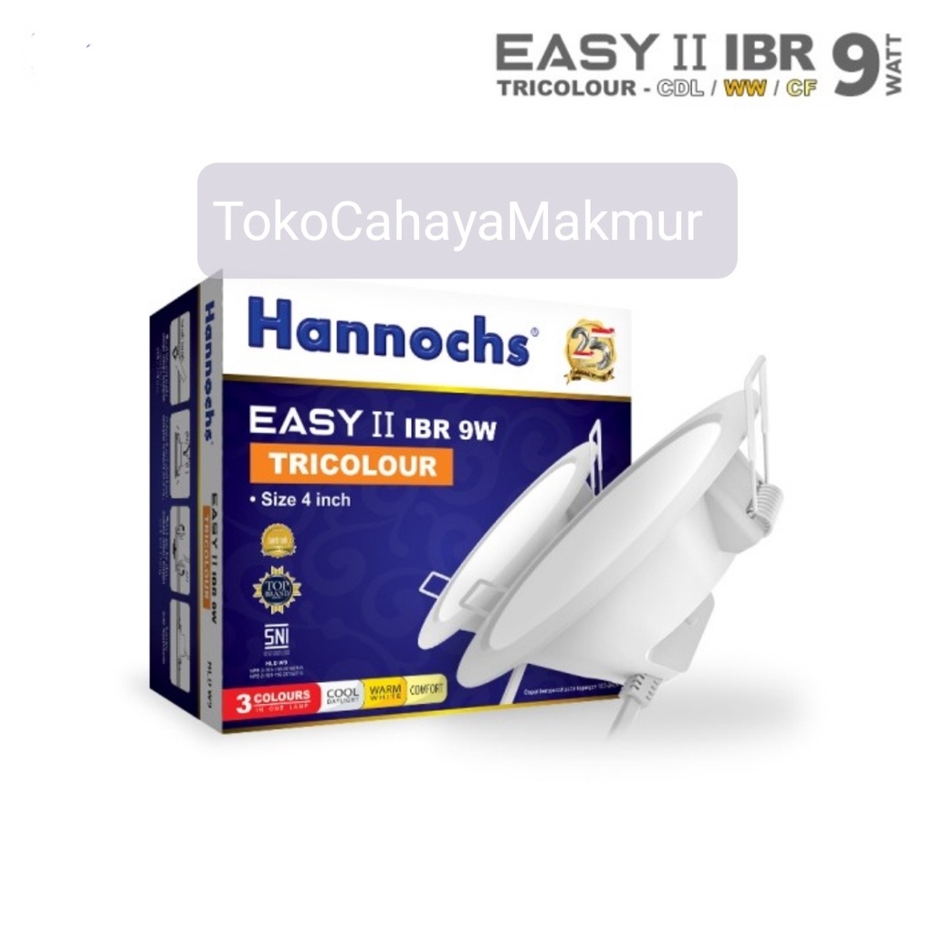 Lampu LED Downlight Hannochs Easy II IBR Round Bulat 9w 9watt Tricolour