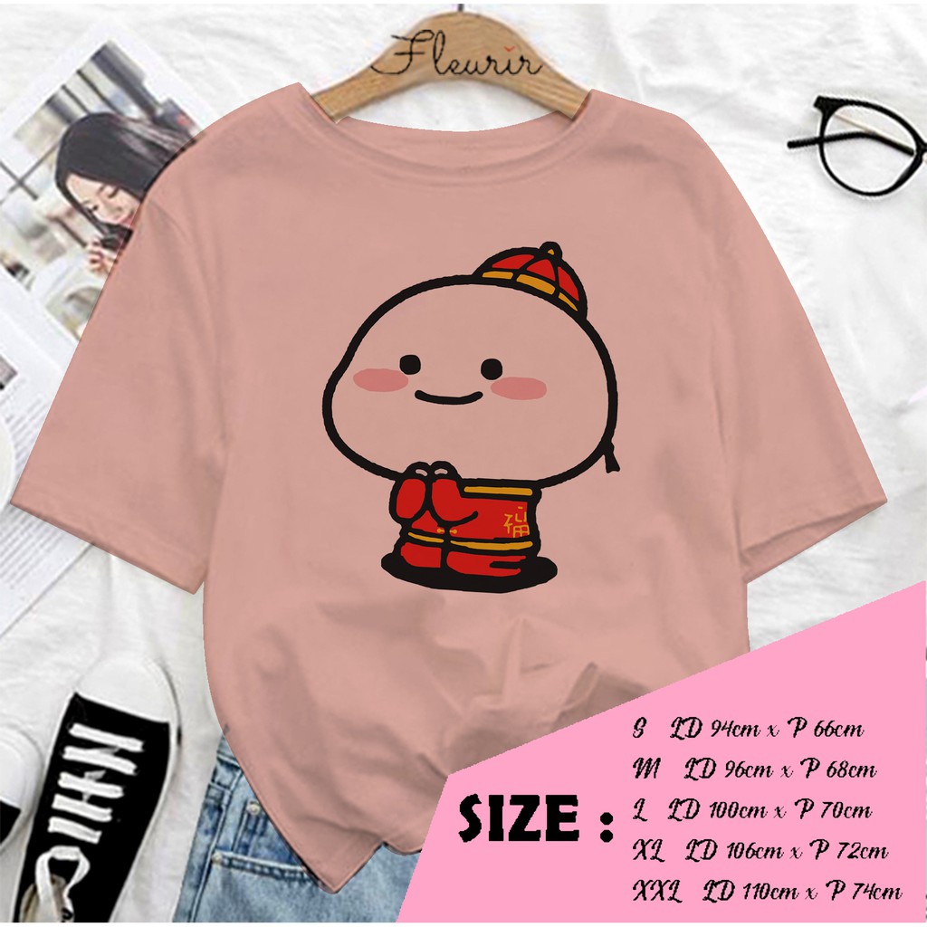 FLEURIR - KAOS PENTOL IMLEK WANITA DEWASA LENGAN PENDEK TEE UNISEX OVERSIZED JUMBO