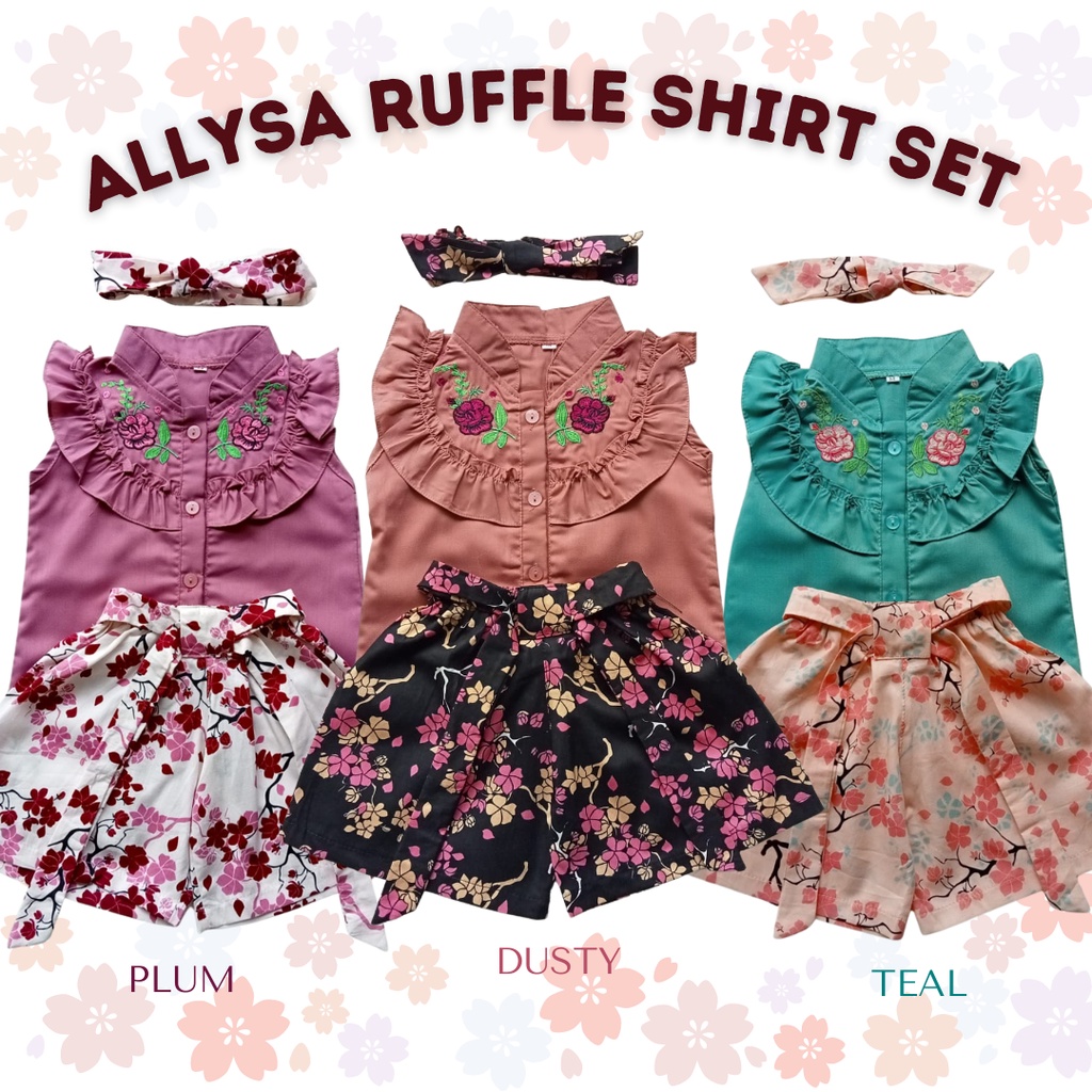 setelan kemeja anak perempuan 1 2 3 tahun newborn 6 12 bulan ruffle ALLYSA NADIA shirt set setelan balita shirt set