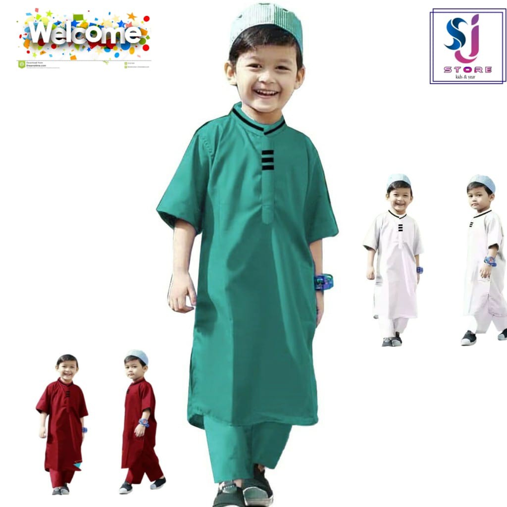 STELAN BAJU KOKO ANAK + PECI TERLARIS 1 - 8 TAHUN